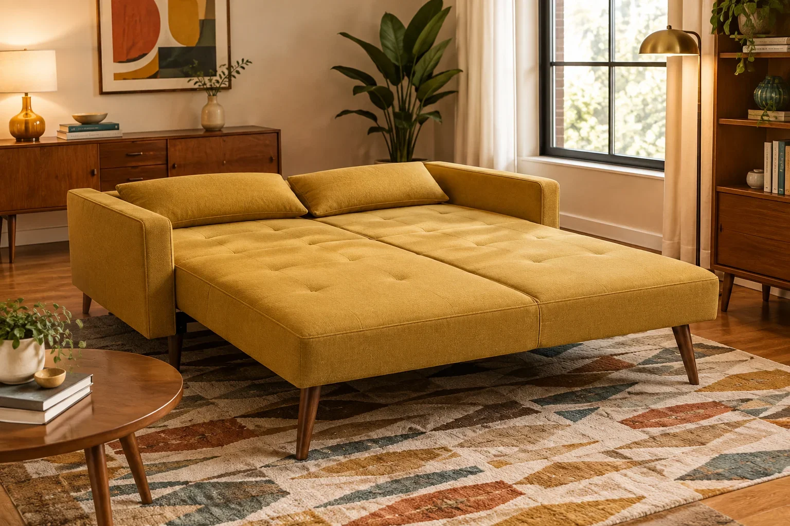 Mid-Century Modern Sleeper Sofa Style - Tapered legs and retro appeal