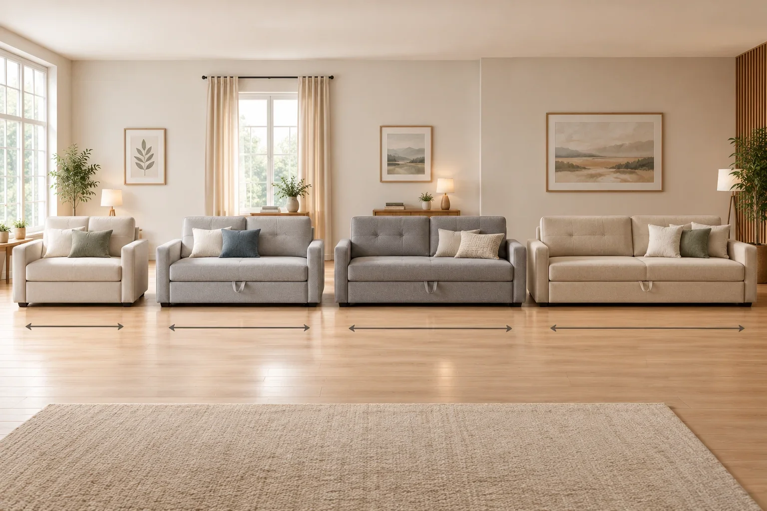 Sleeper Sofa Sizes - Twin, full, queen, and king size comparison